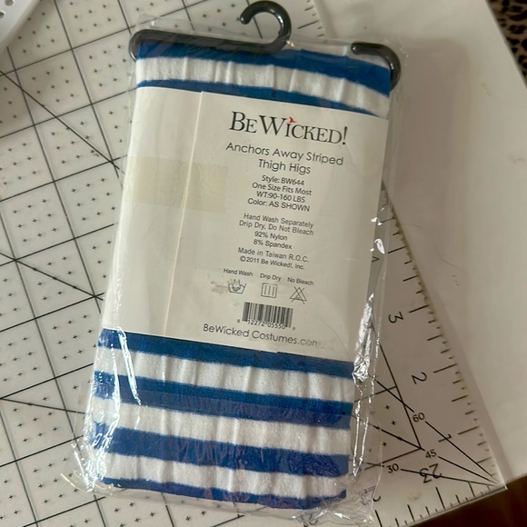Be Wicked Anchors Away Striped Thigh Highs - Picture 2 of 2